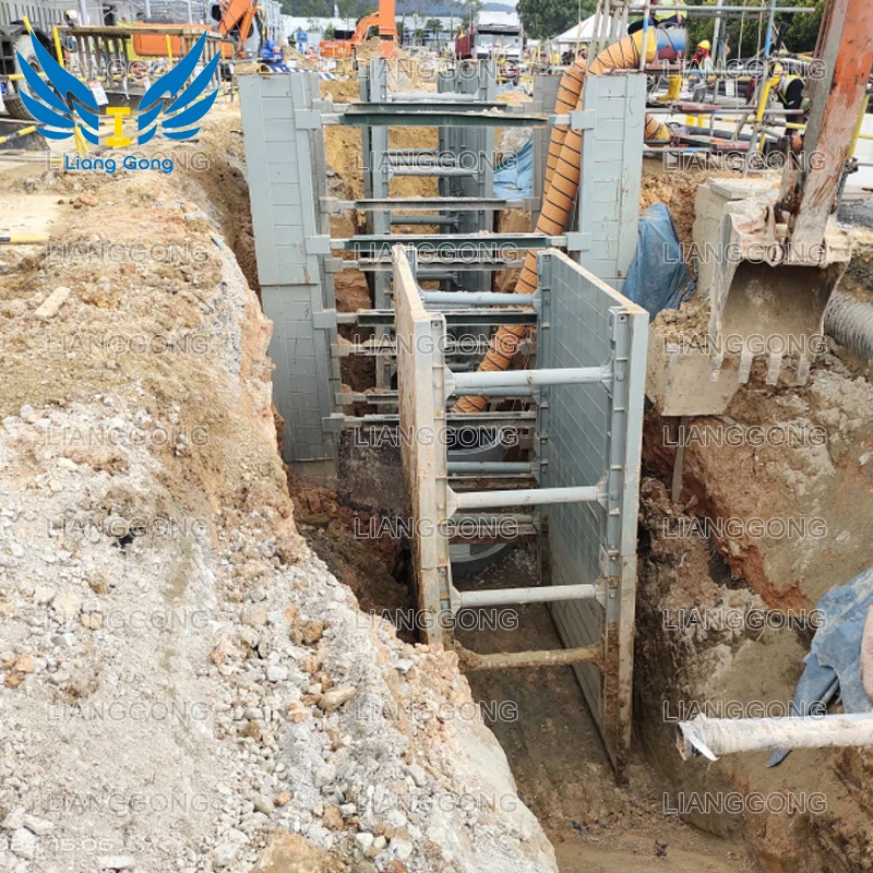 Lianggong Manufacture Alloy Trench Shoring System Steel Manhole Box Trench Box for Excavation Construction