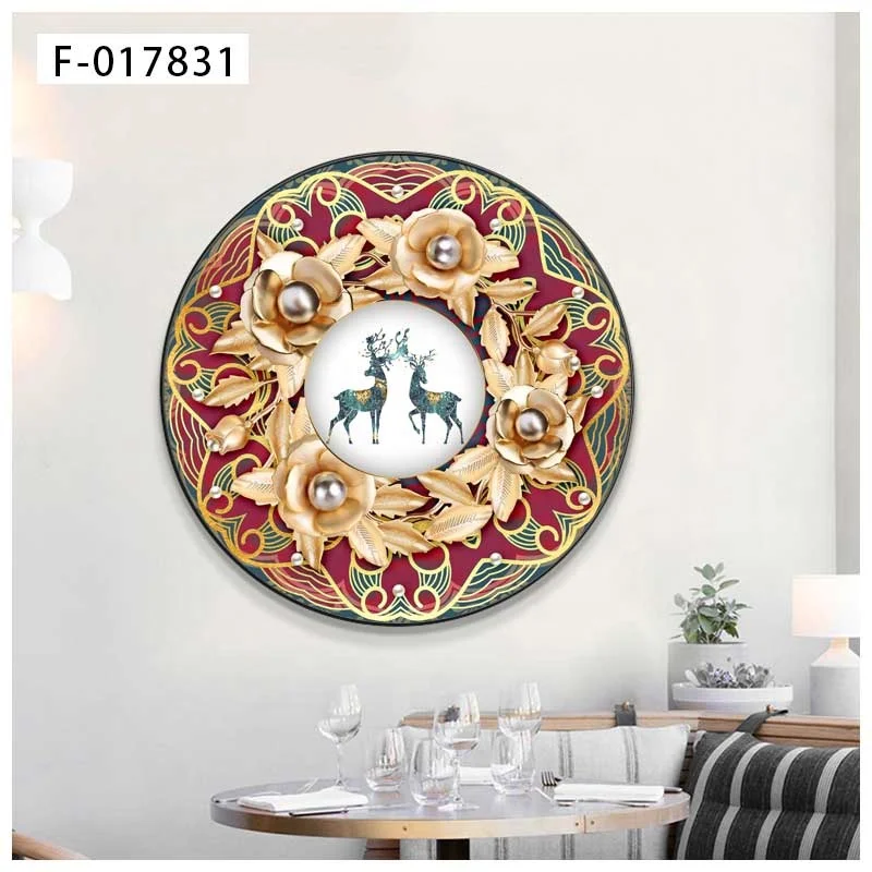 Eco-friendly 40cm round home decoration living room art canvas prints picture painting home decor luxury paintings and wall art