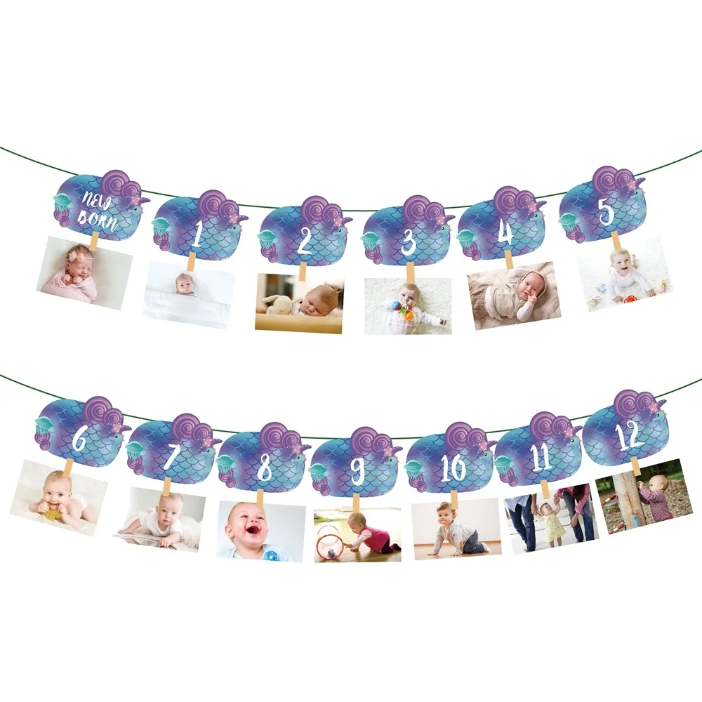 BA188 13 шт. ярко-фиолетовые весы русалки подвесной фотоальбом баннер для вечеринки в честь будущей мамы баннер для детского дня рождения на заказ «сделай сам»
