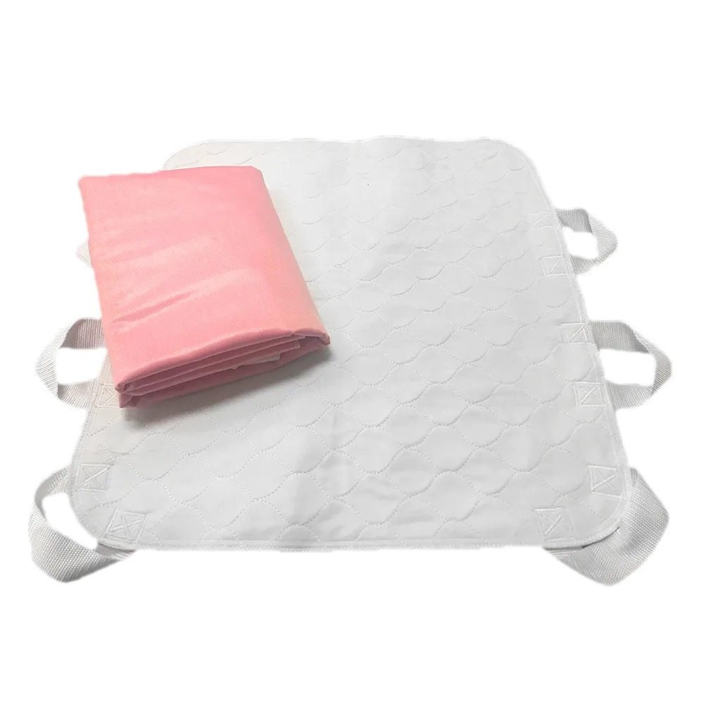 Waterproof Reusable Underpad with 4 Positioning Strap Handles Washable Incontinence Bed Pads