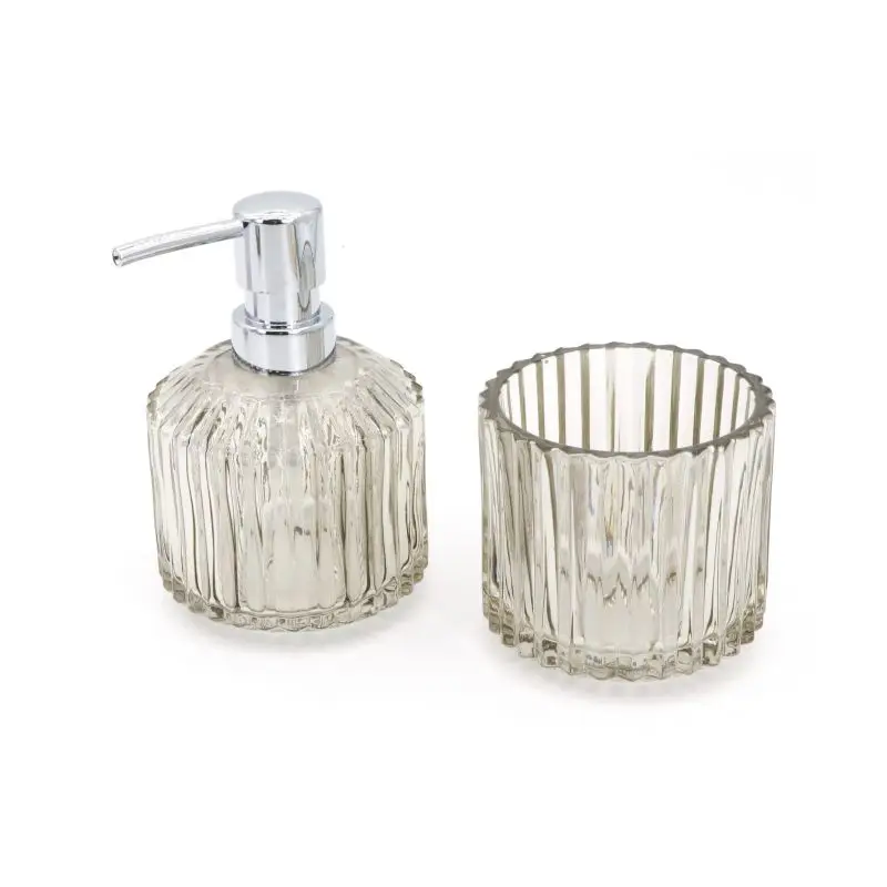 High Quality Glass Modern Bathroom Accessories 3 pcs Bathroom Set Glass hotel bathroom set