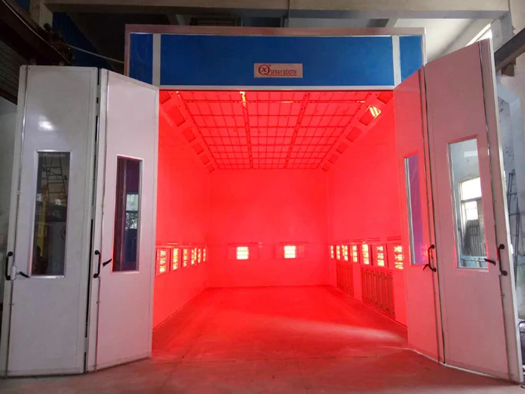 Large size truck and bus spray paint booth with down side draft air flow