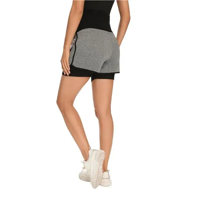 Newest Style Maternity Double Layer Workout Pregnant Women Shorts With Pockets