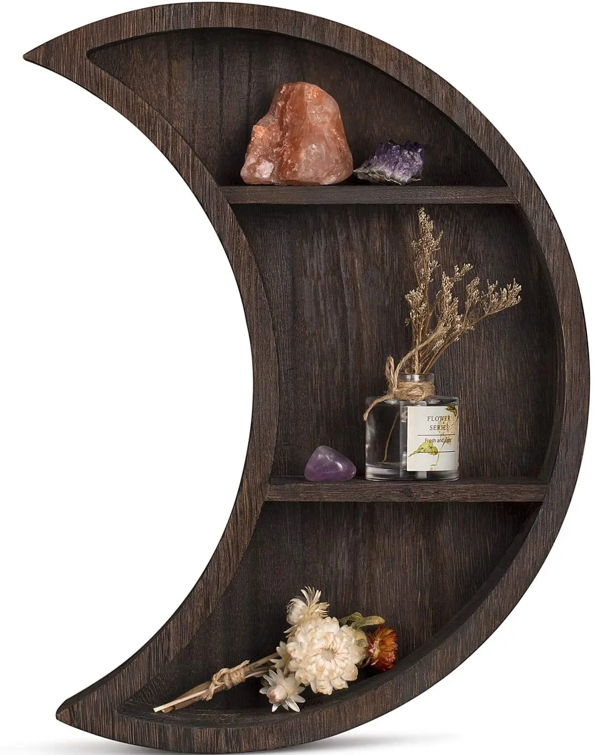 
Wooden Wall Mounted Moon Shelf Wooden Floating Shelves Hanging Storage Display Shelf 