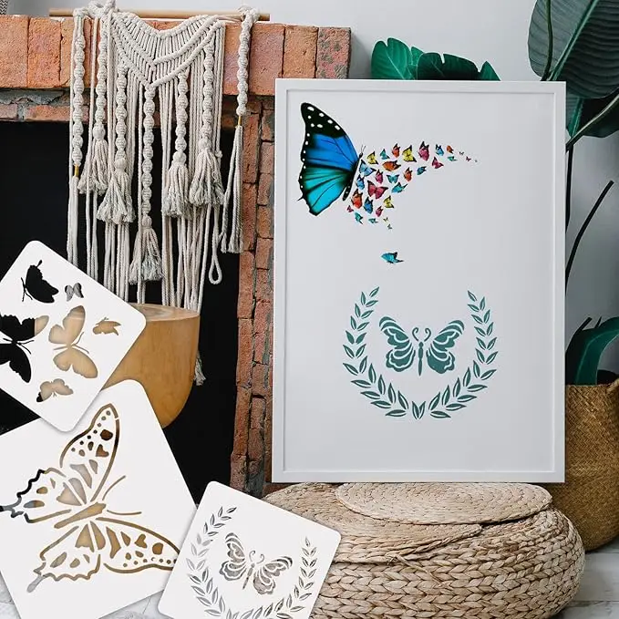 Butterfly Stencil  for Crafts Reusable Reusable  Paint  DIY Craft Plastic Drawing  for Painting on Wood Wall Home Decor
