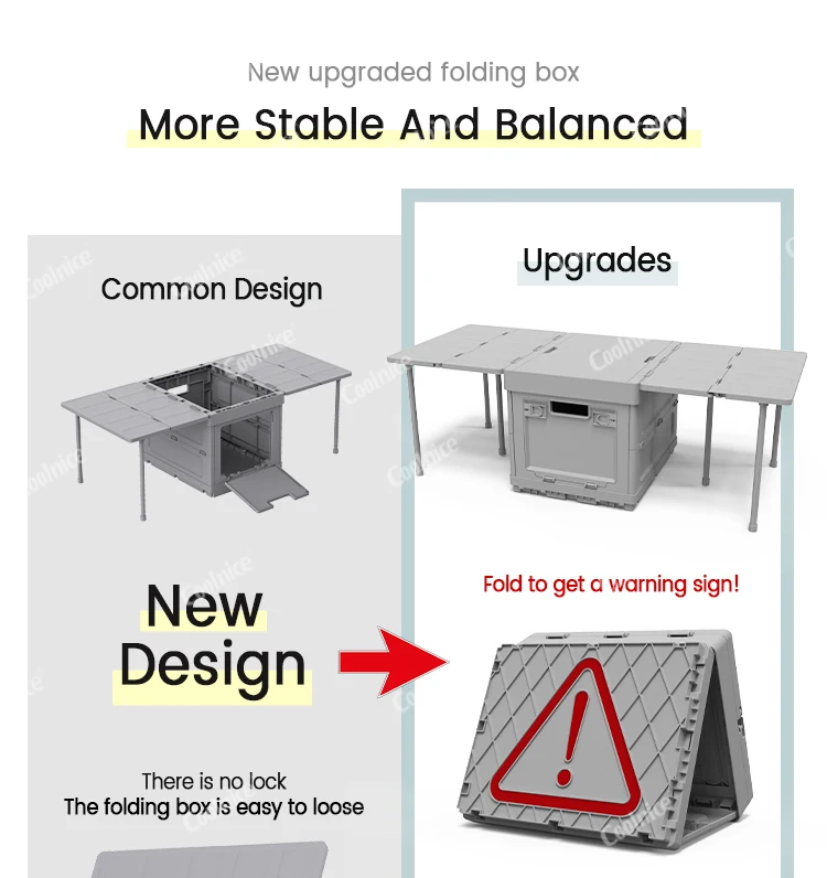 2023 Upgrade Space Saving Table Dining Eating Folding Storage Bins Car Camping Foldable Storage Box with Lid