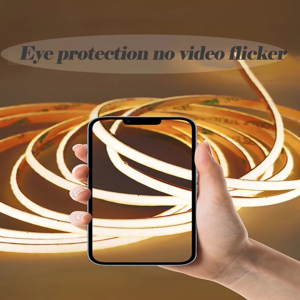 Free Cutting 400 leds Ultra Thin 12V 24V RA>90 High CRI LED Tape Light Cuttable Flexible 16.4FT Super Bright 5mm COB Strip light