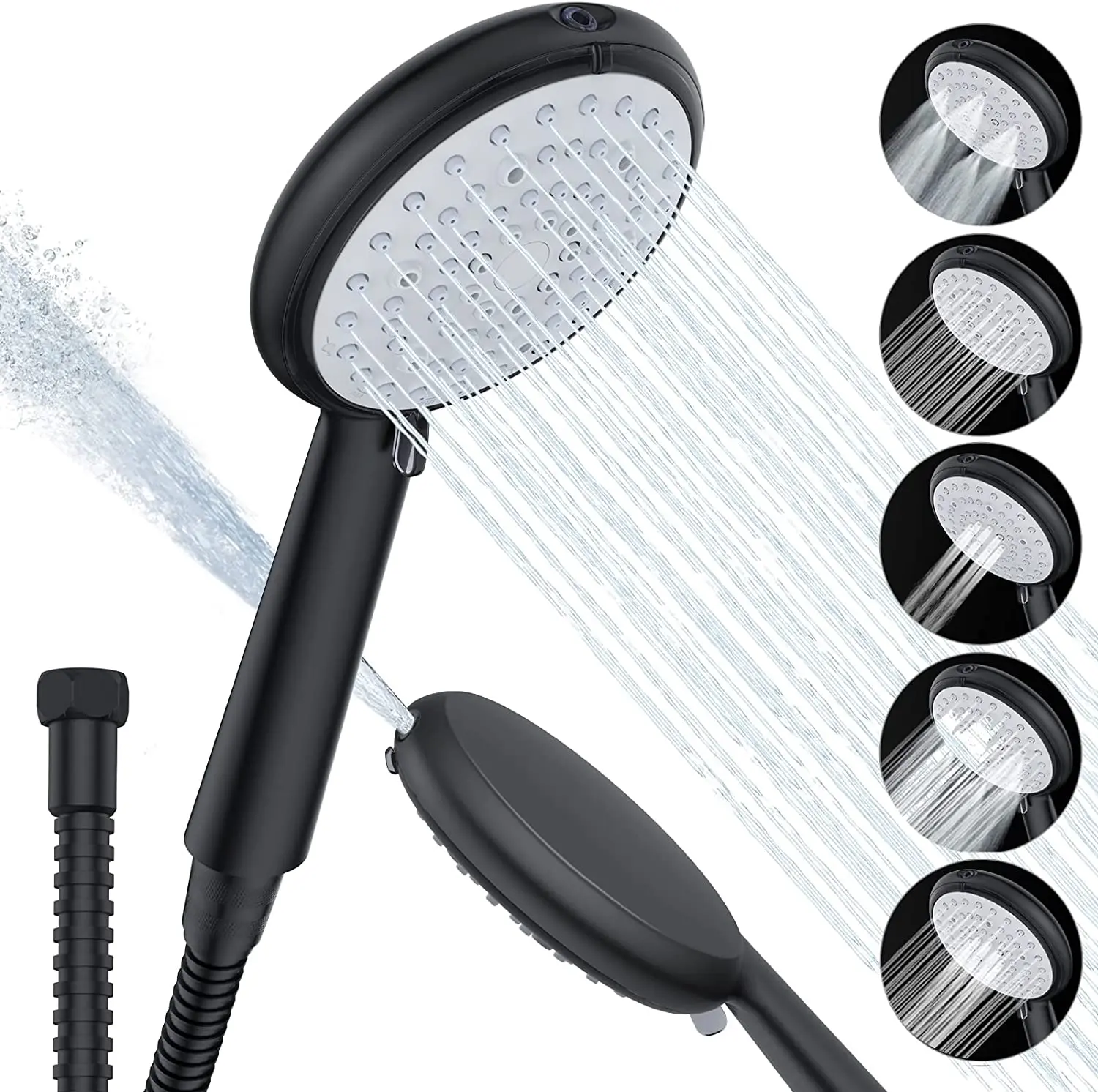 Shower Head with Hose, 6 Spray Modes High Pressure Handheld Power Shower Head with 1.5m Universal Shower Hose for Bath