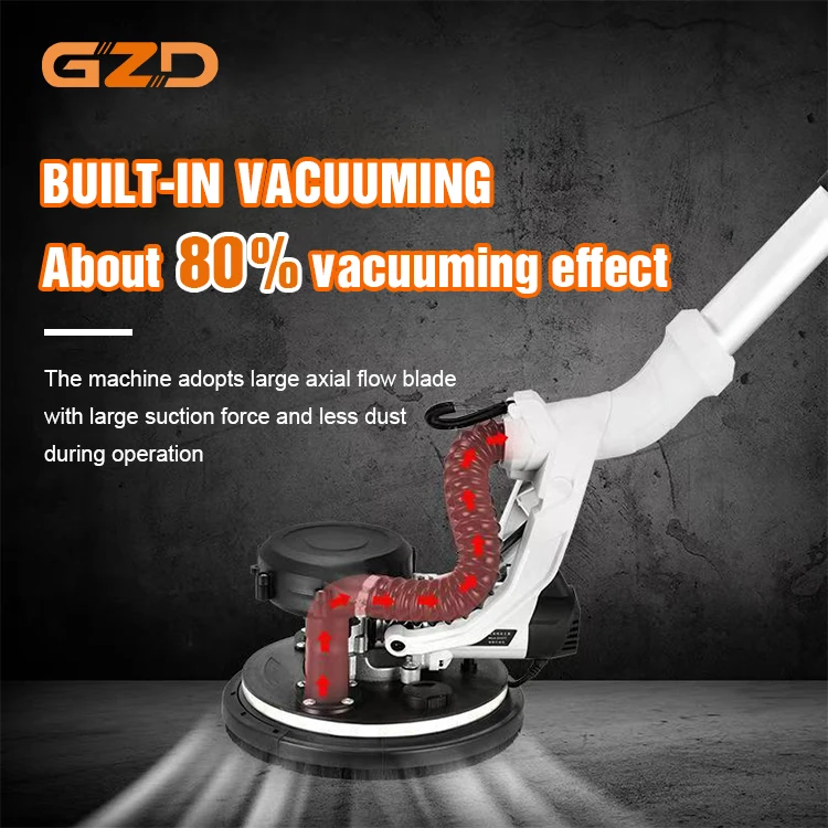 Factory 2.2m Rod 1680w Concrete Wall and Ceiling Polisher Sanding Machine with Dust Collector