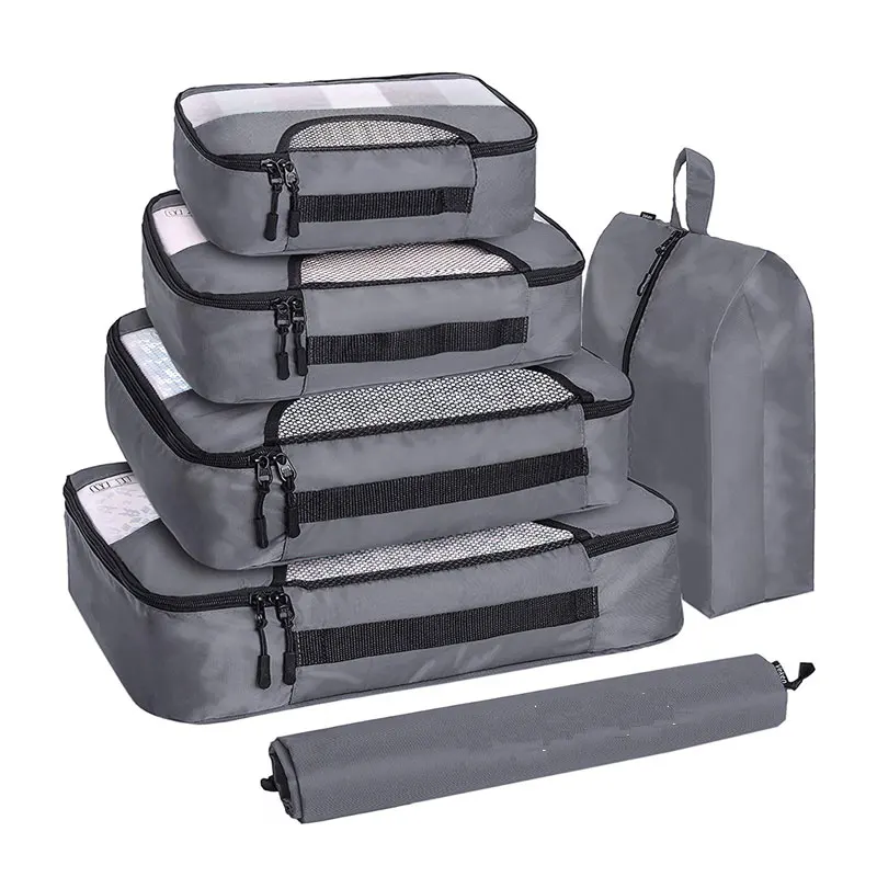 Lightweight Travel Luggage Organizer Bags 7 pcs Packing Cubes Travel bag Set with Laundry Shoe Bag