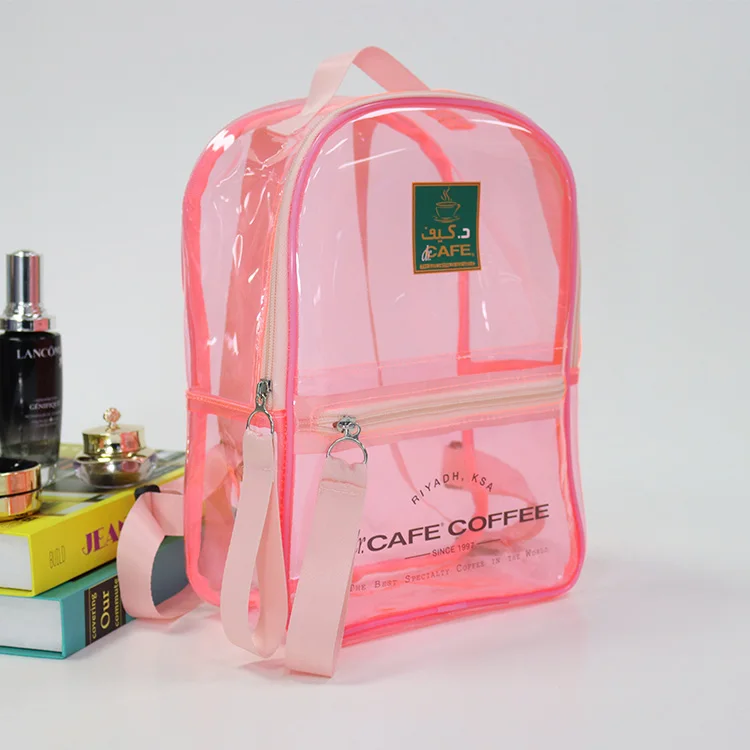 Wholesale Promotional Custom Logo  Pink Transparent Pvc Backpack Cute Girls School Bags