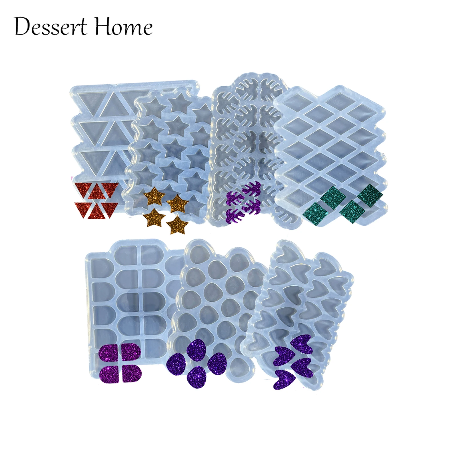 Блестящие Мини-шпильки DY0890 круглые/квадратные/звезды/луна/корона/сердце силиконовая форма для сережек ювелирных изделий смолы литые формы «сделай сам» из эпоксидной