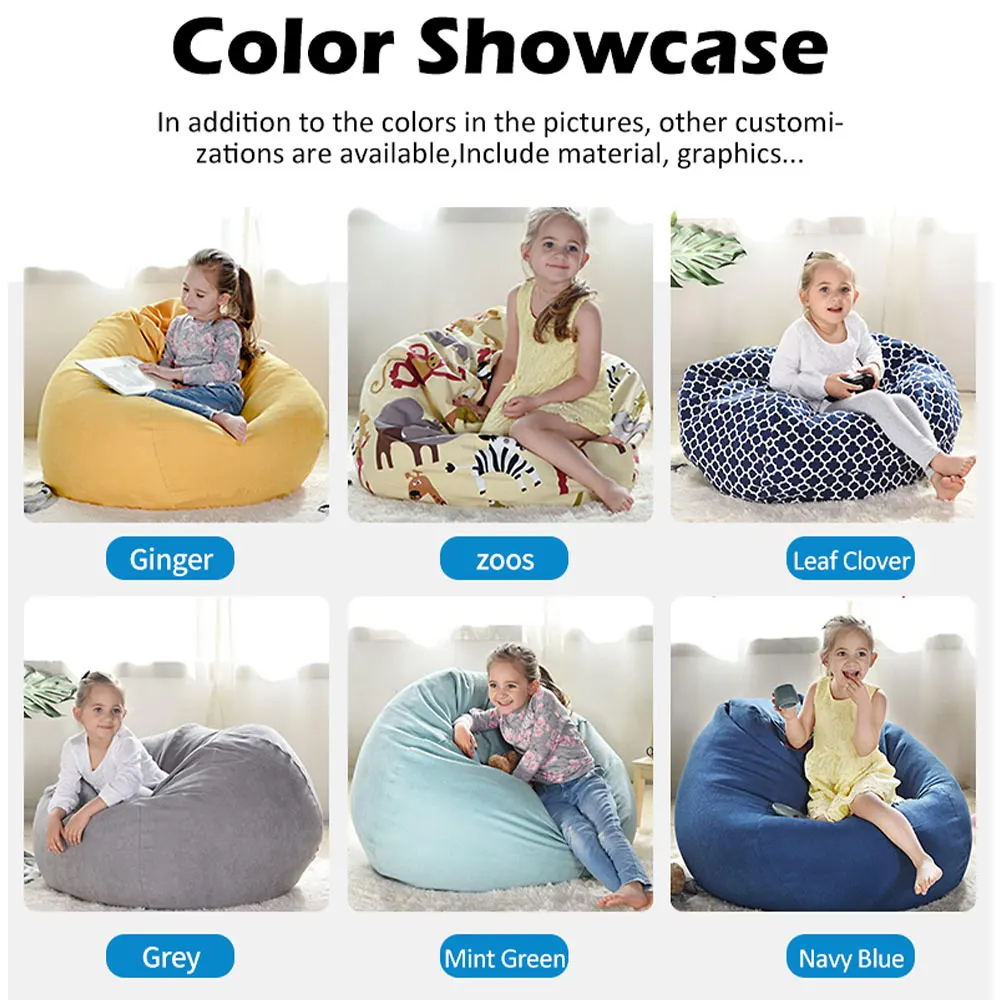 High Quality Baby Bean Bag Canvas Fabric Bean Bag Chair Modern Living Room Bedroom Corner Baby Lazy Bean Bag
