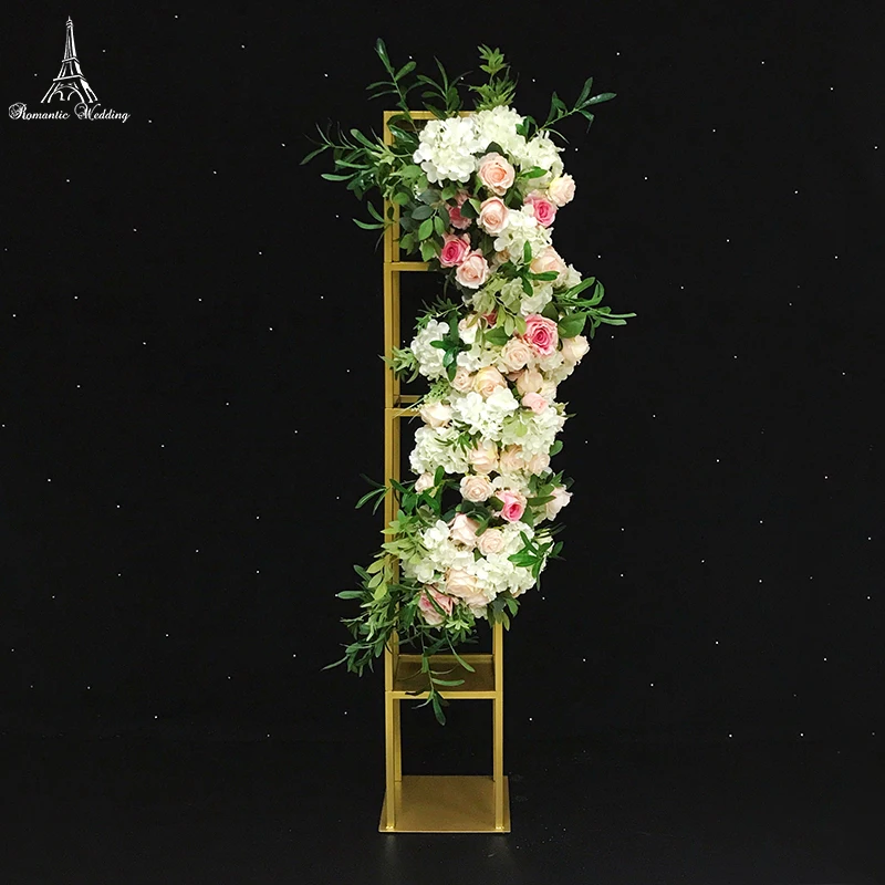 Romantic Modern Lead Road stand column 6ft Tall Gold Color Metal Iron Flower Stand for Wedding Decoration Home Decor