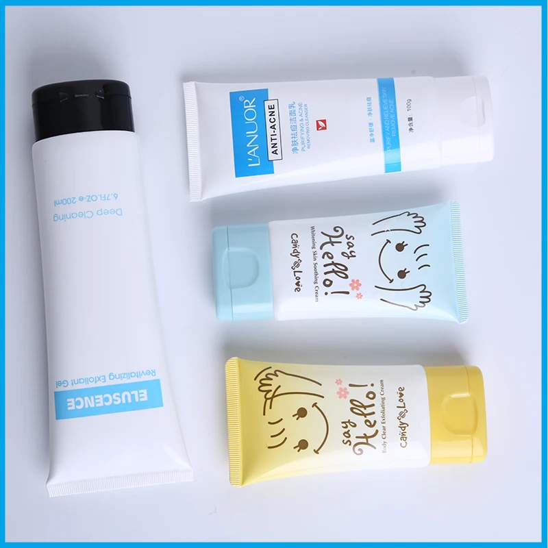 Pink color tube with acrylic cap of cosmetic hand cream tubes packaging