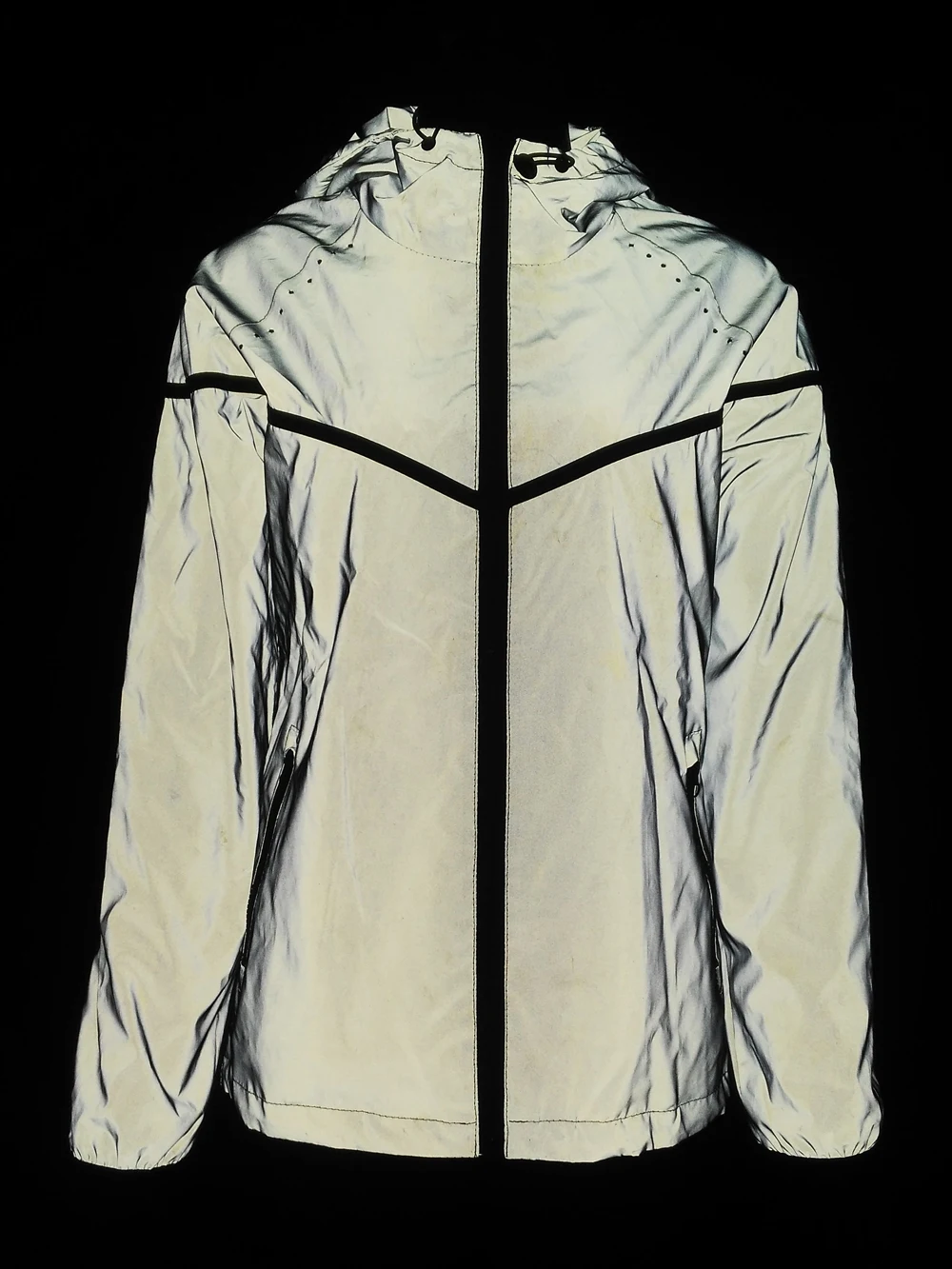 IGift Low MOQ OEM Outerwear Fashionable PU Coating Gray Color Hi Vis Windbreaker Casual Reflective Jacket