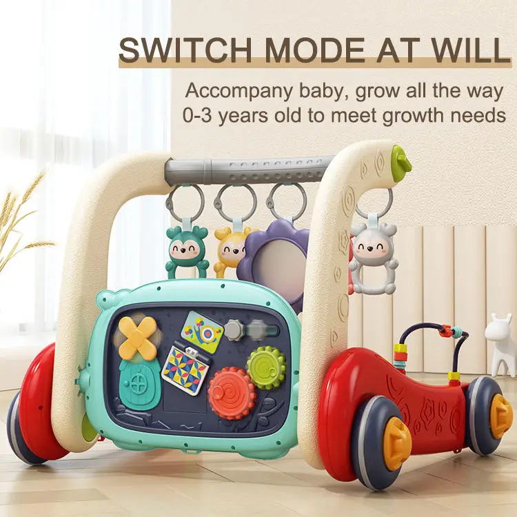 KSF 3 in 1 Infants Baby Walker Activity Center Kick Piano Keyboard Baby Play Gym Mat Sit-to-Stand Learning Walker Children Toys