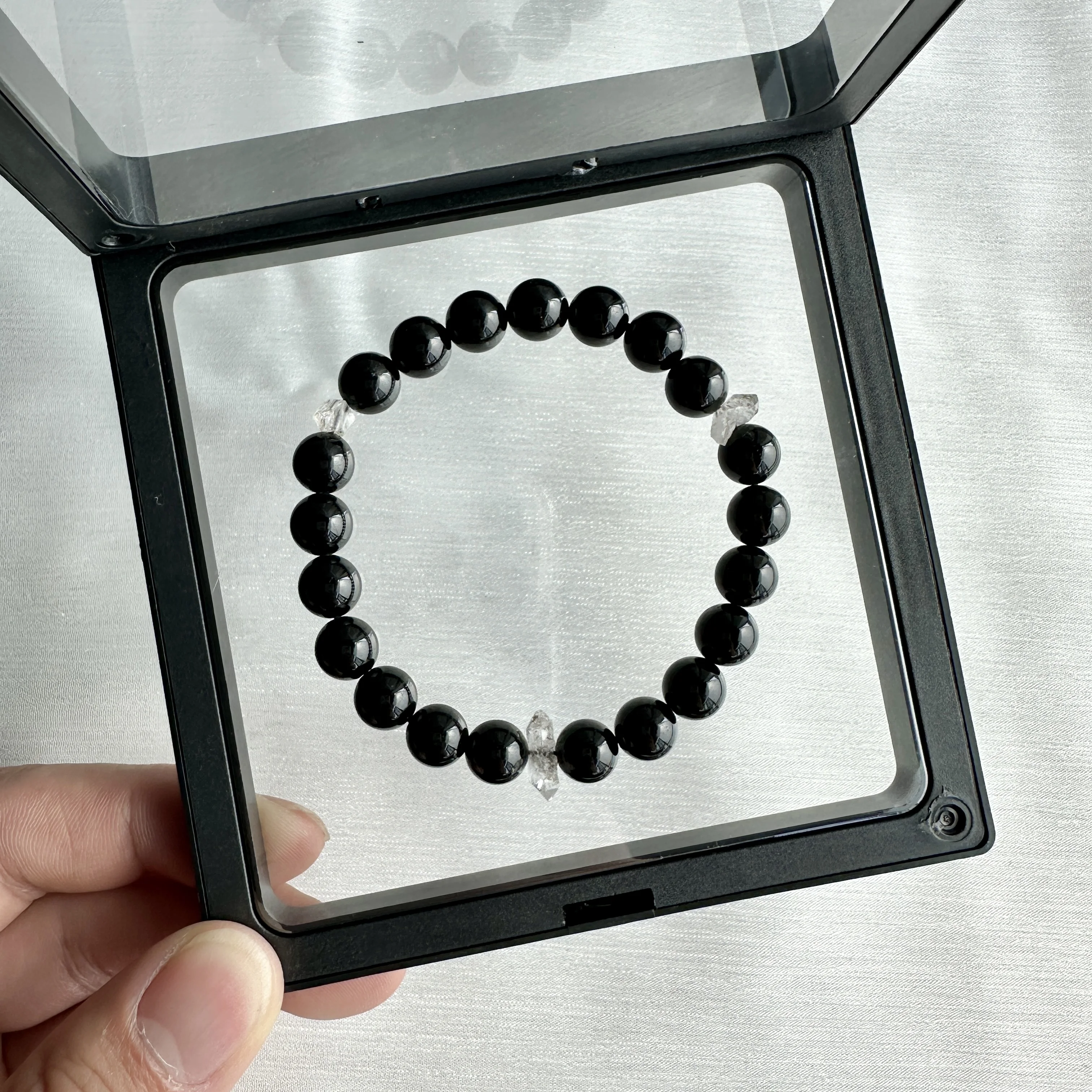 Robin Crystal Original design natural black tourmaline Herkimer Diamond crystal bracelets