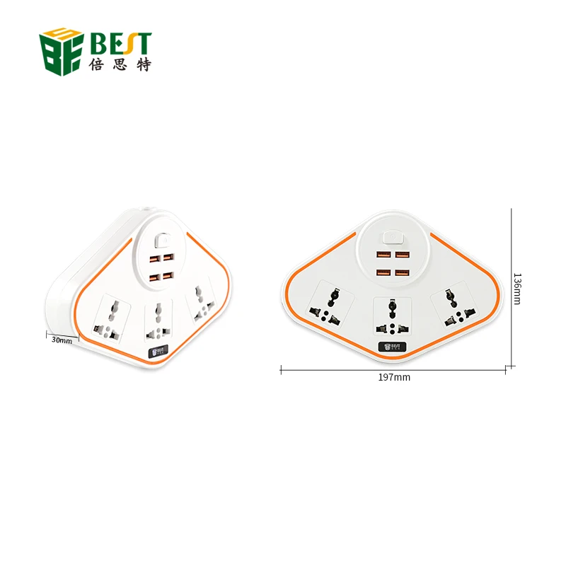 BST-07 smart power strip With 4 USB Extension Socket Plug Multifunctional Fast Charging Power Strip 10A 250V 2500W