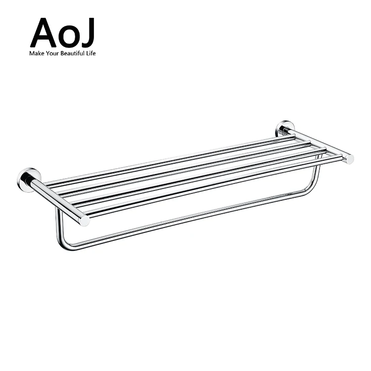 Unique wall mounted brass towel bar  chrome double bathroom  shelf