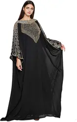 OEM ODM Farasha Long Sleeved Dress Black Long Sleeved Evening Dress Silk  Kaftan