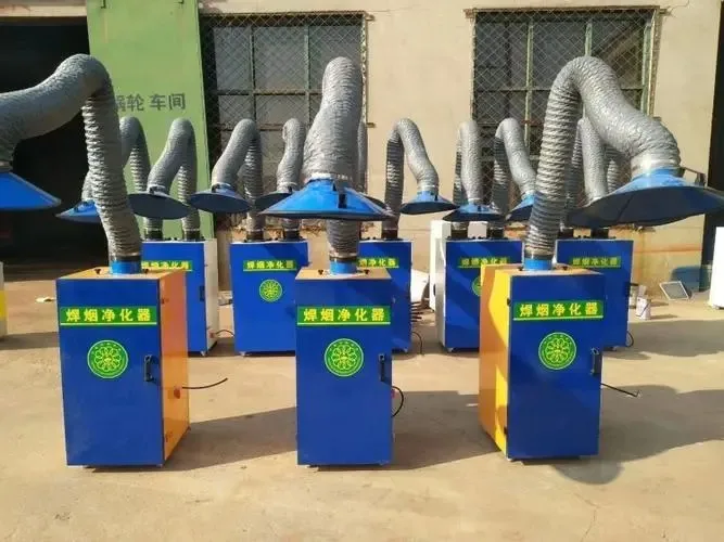 Industrial welding smoking system with self-cleaning double suction arms Dust collector smoker
