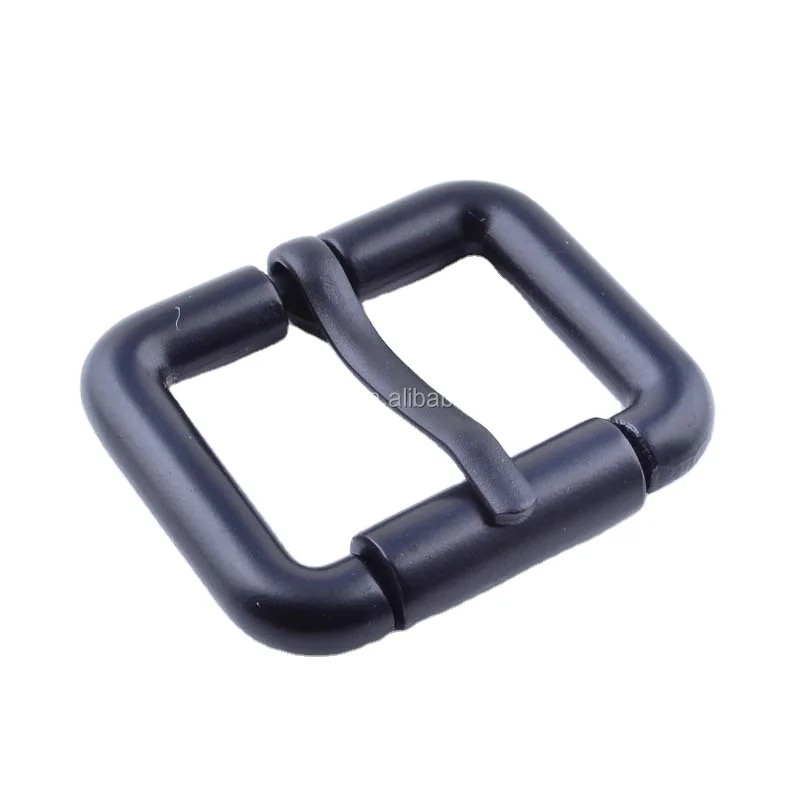 wholesale metal pin belt buckle for dog collar zinc alloy die casting matt black roller buckle for handbag