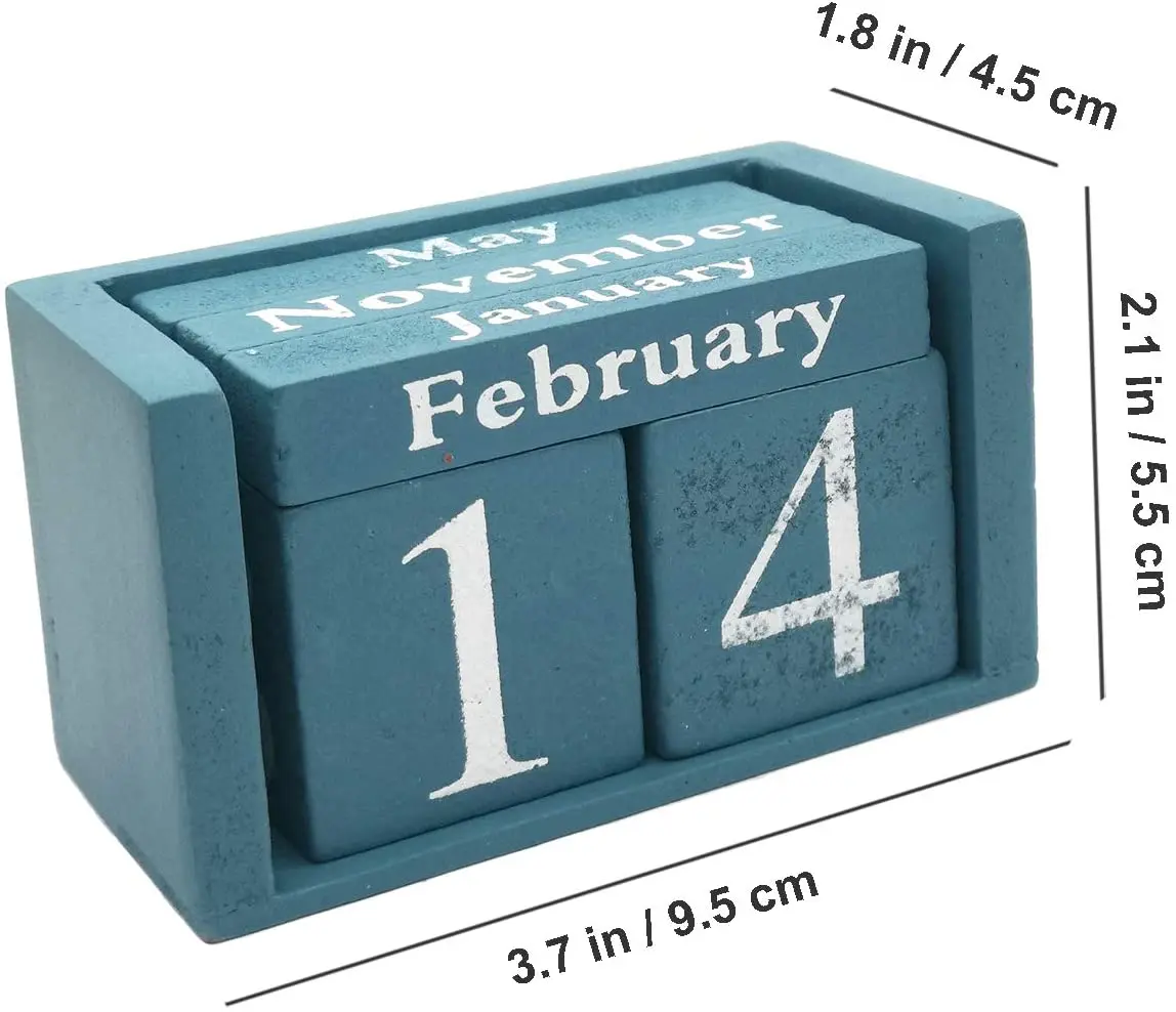 
Wooden desktop block calendar permanent block month date display home office decorations wooden calendar 