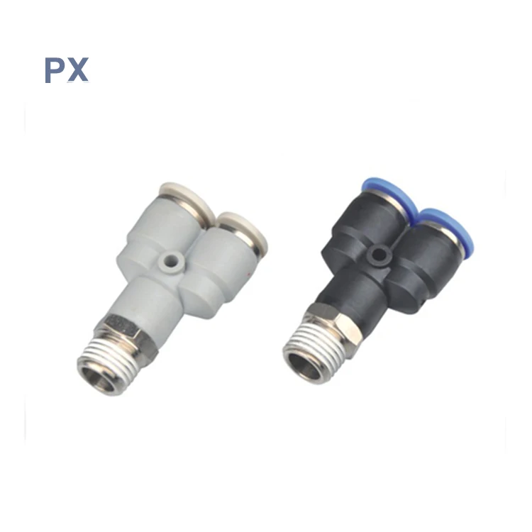 Plastic Spliter Y Type Px Male Threaded Tee One Touch 3 Way Quick Thread Hose Connector Air Tube Fitting Pneumatic