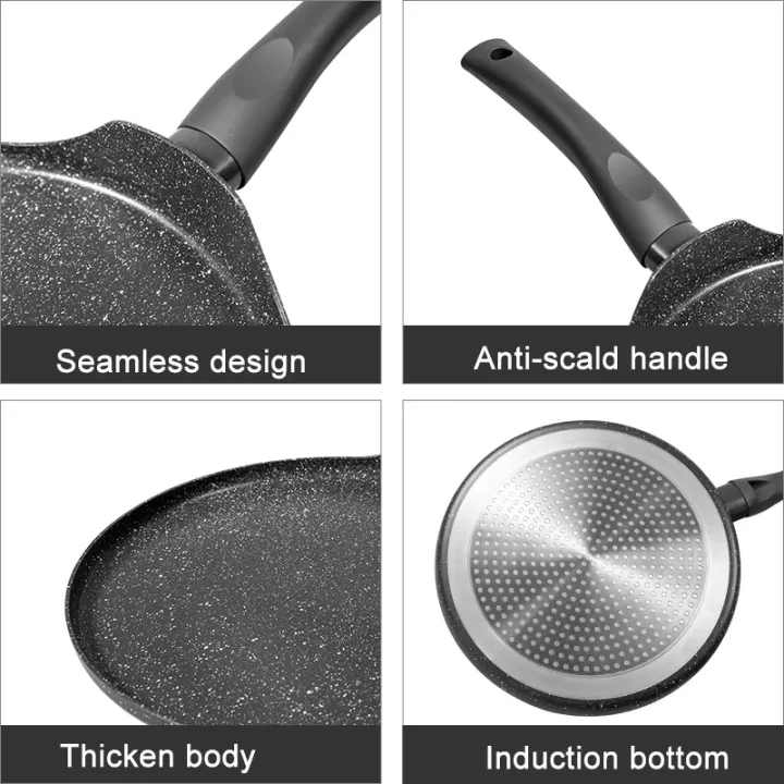 Cheap 25CM Aluminum Marble Coating Ceramic Round Induction Non Stick Baking Egg Fry Grill Crepe Pizza Pan