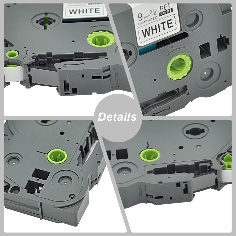 100% Compatible 9mm Black on White TZe 221 Label Tapes for p-touch label printer Tz221 tze221