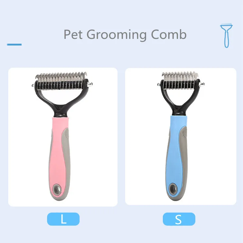 Pet Hair Remover Dog Cat Hair Comb  Pet 2 In 1 Stainless Steel Double Sided Dog Hair Brush Dog Comb