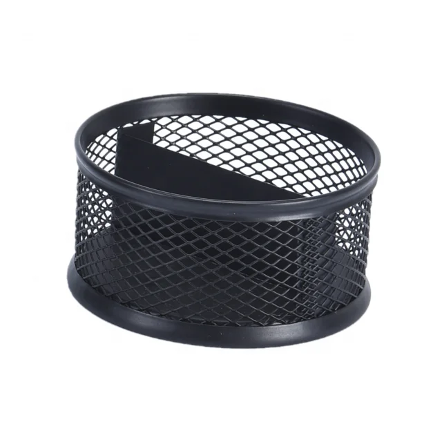 wholesale supplier desktop accessories office stationery set 2 compartments metal mesh paper clip cup holder