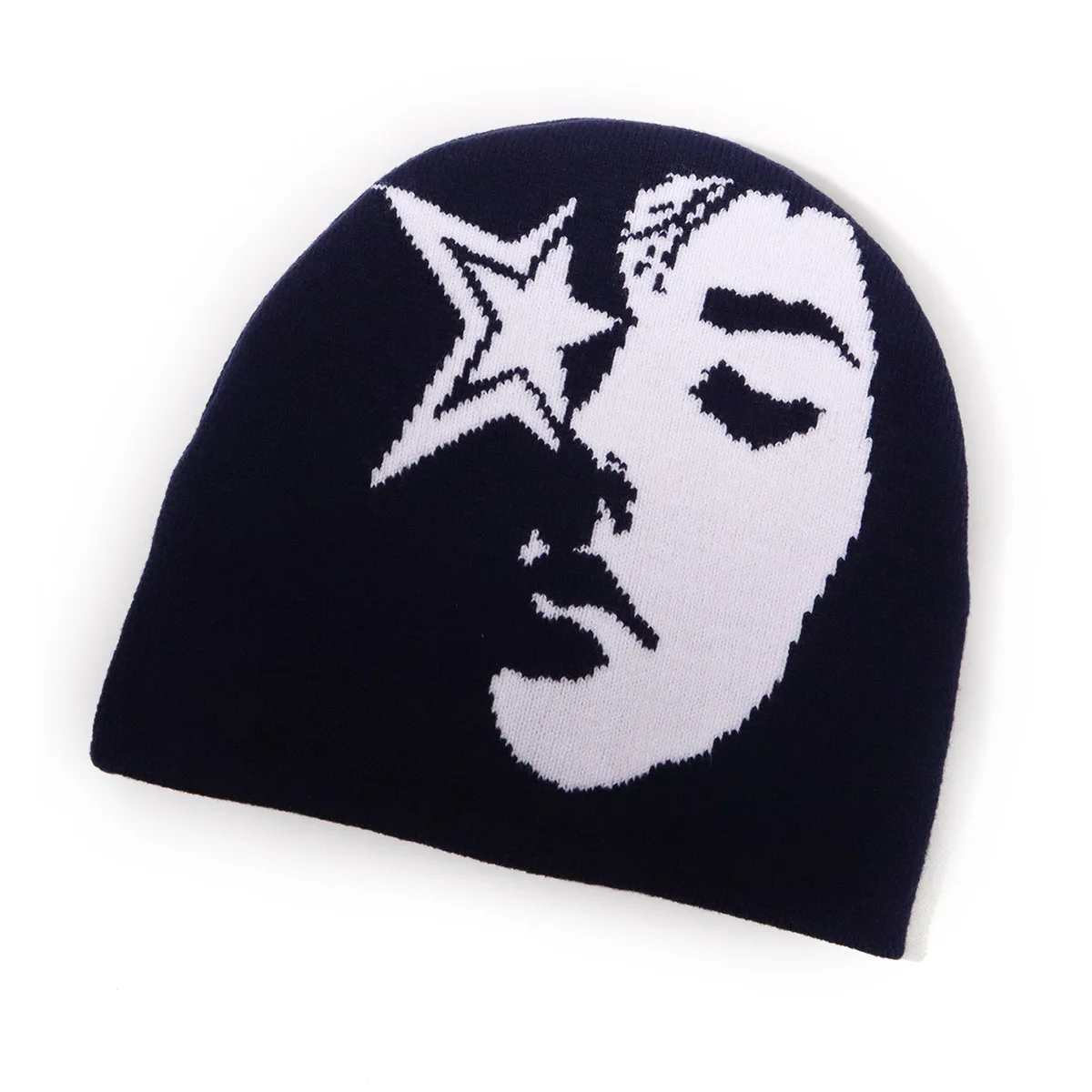 Woman Face Graphic Beanie Manufacturer Knitted Custom Logo Y2k Beanie Personalized Jacquard Hat