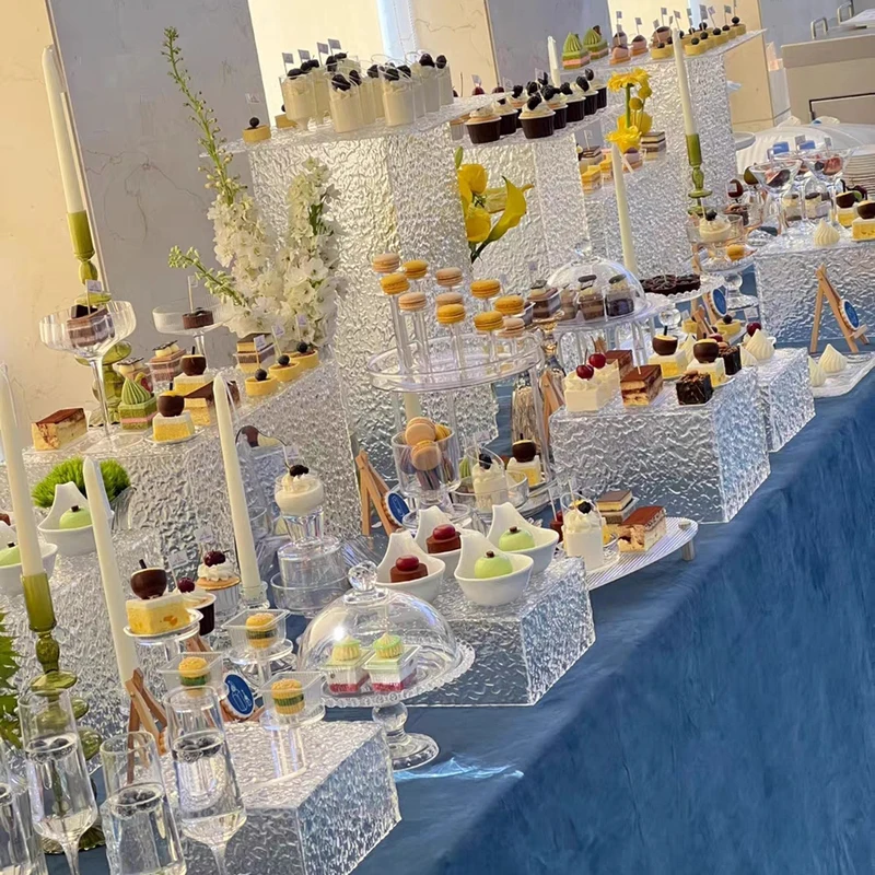 Custom Acrylic Riser Stand Buffet Table Food Display Stands Nesting Dessert Risers Cube Lucite Display Box for Wedding