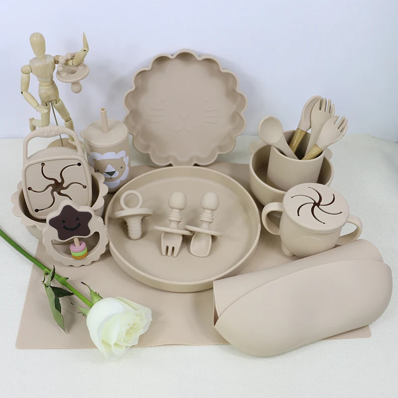 Новое поступление детский силиконовый набор для кормления экологически чистый нетоксичный без BPA крепкая присоска ложка нагрудник с милым детским