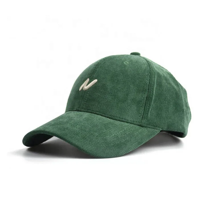 
Custom Corduroy 3D Embroidery Green Baseball Caps 