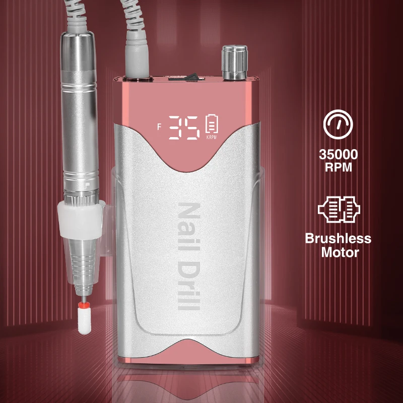 Hot sale electric manicure machine portable brushless 35000rpm nail drill with battery drill nail