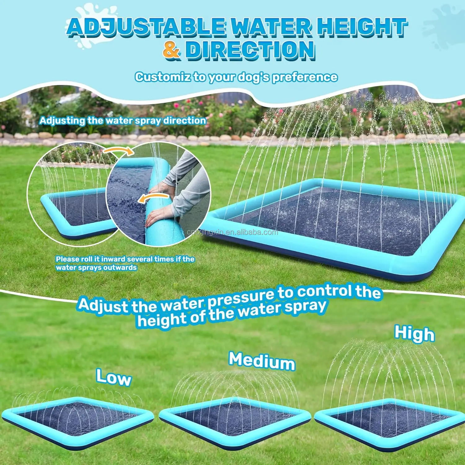 Factory Custom PVC Dog Square Splash Guard Anti Slip Sprinkler For Children 4-8 Years Old 1-3 Years Toddler Water Toys