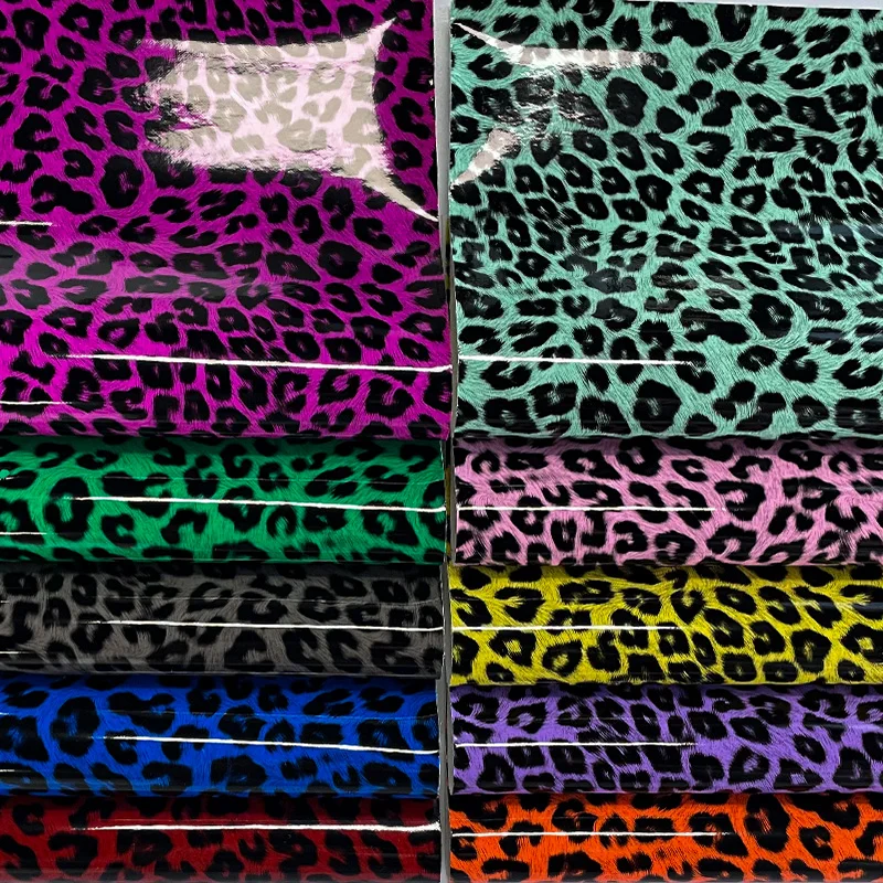 Animal Pattern Design Leatherette Leopard Printed Synthetic Fabric Mirror PU Coated Finished Faux Leather For Upholstery/Bags