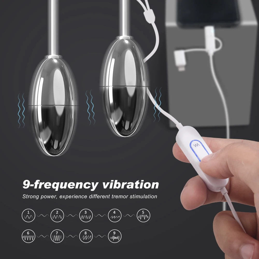 3 in 1 USB Phone Charging Mini Pink Double Metal Ball Jump Egg Vibrator Sexy Female Masterbating LoveEgg Sex Toy for Women