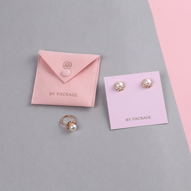 Custom New Design Small Pink Envelope Velvet Jewelry Pouch Packaging Gift Bag Wholesale