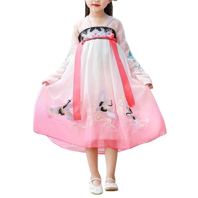 Платье ханьфу KYO для девочек, традиционный китайский костюм ханьфу, Детская Классическая одежда с юбкой до груди