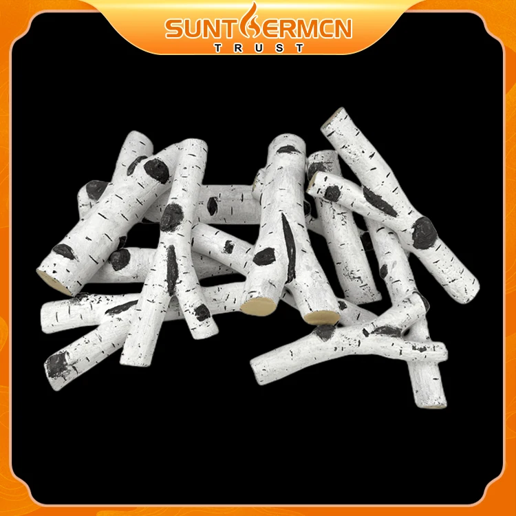 White Birch Wood Best Ceramic Logs for Bioethanol Fires