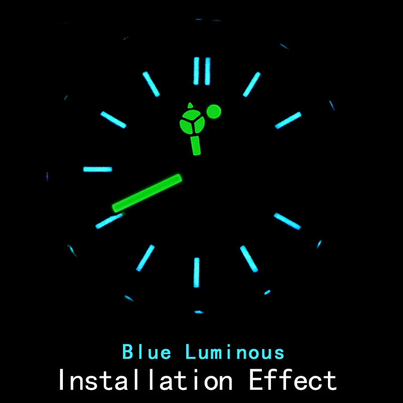 Green Blue Luminous Watch Dial 28.5mm Double Calendar Window For Seiko SKX007 009  NH35/36, 4R, 6R Movement Watch Accessories