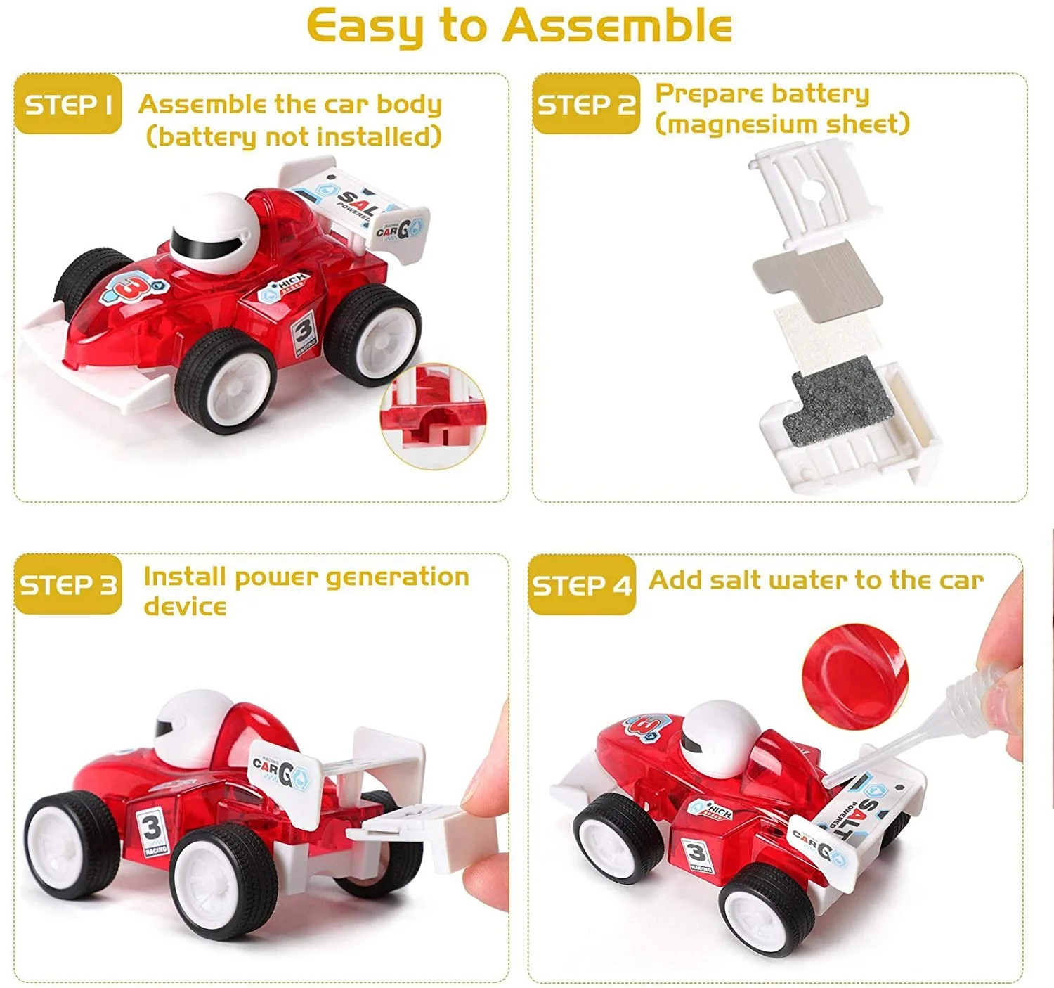 Science Kit Stem Toys Salt Water Powered Racing Car Educational Experiments DIY Activities Learning toys