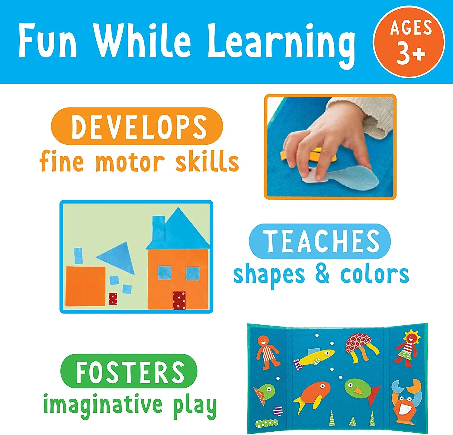 Creativity for Kids My First Fun Felt Shapes - Travel Friendly Felt Board for Toddlers  Crafts and Pretend Play - 100+ Pieces