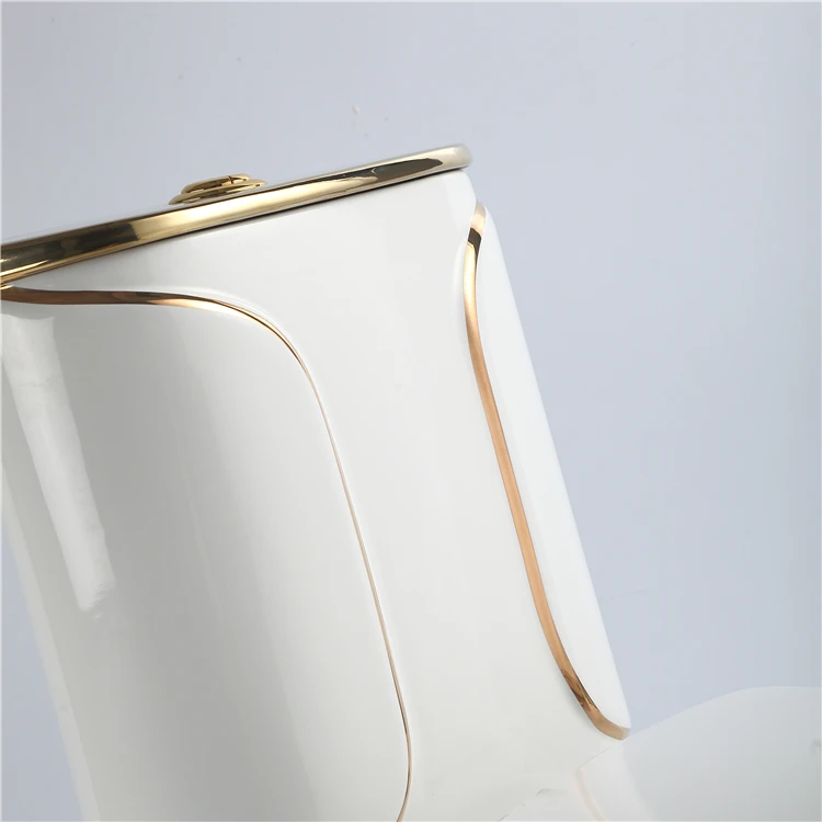 New design wholesale cheap western golden siphon one piece inodoro sanitary ware wc ceramic s trap toilet bowl with gold rim