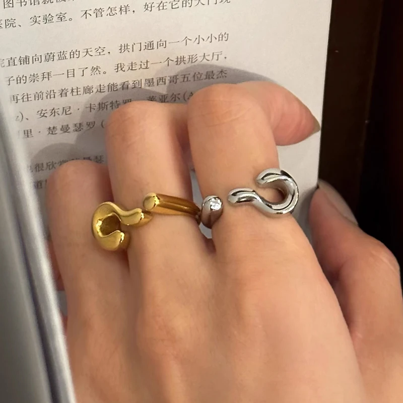 Question Mark Ring Personalized Ring Stainless Steel PVD Gold Plated Jewelry for Women Anillos acero inoxidable por mayor joyas