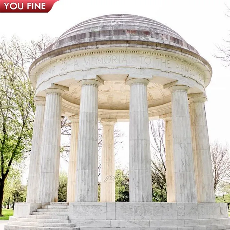 Outdoor Greek Style Marble Gazebo with Pillars White Marble Column Gazebo